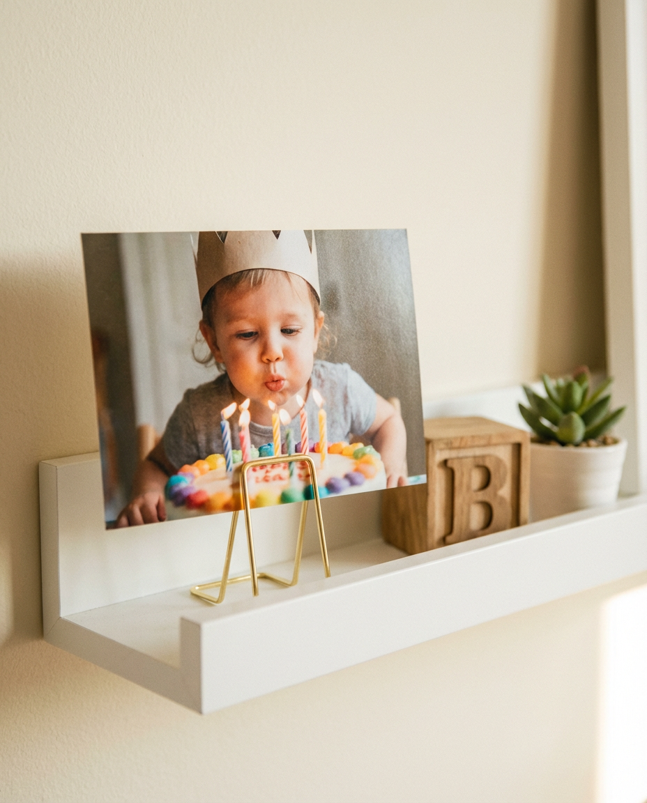 Birthday cake print in a clip frame