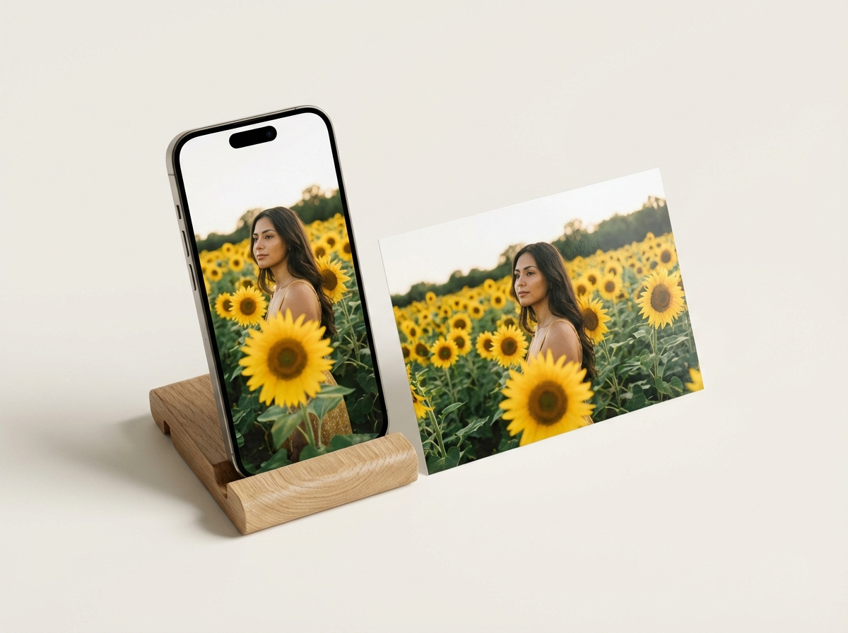 Three prints showing gloss, matte and lustre finishes